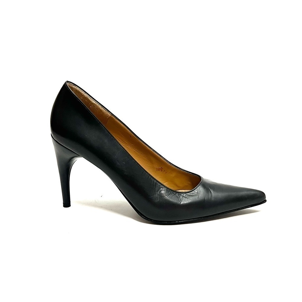CHARLES JOURDAN | Vintage Y2K charcoal gray leather pointed toe pumps